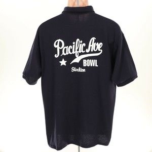 PACIFIC AVE BOWL Stockton CA Mens Polo Shirt XL Short Sleeve Navy Bowling Alley